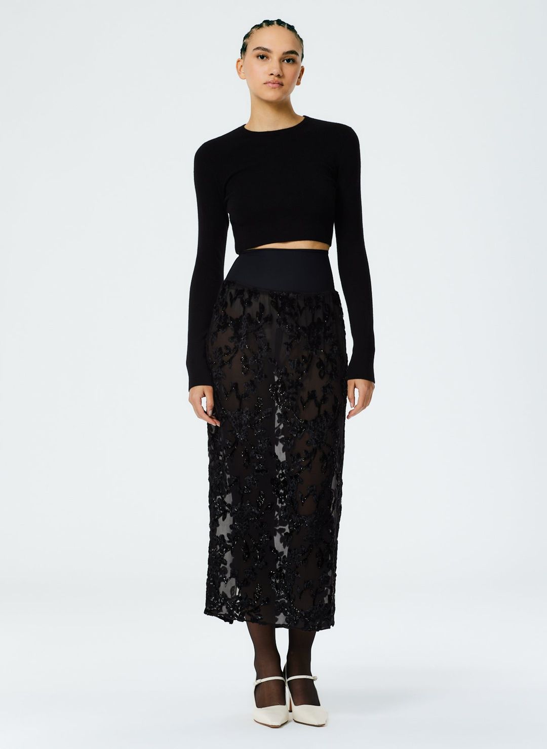 Ione Velvet Burnout Slip Skirt