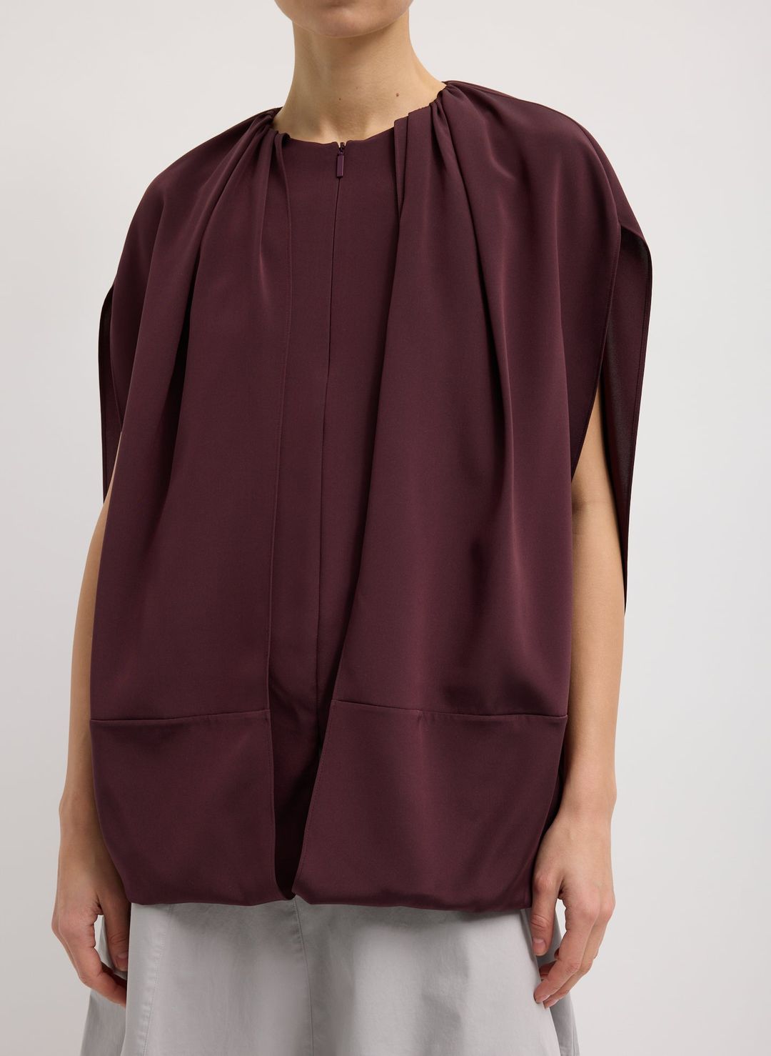 Stretch Silk Nylon Cape Top