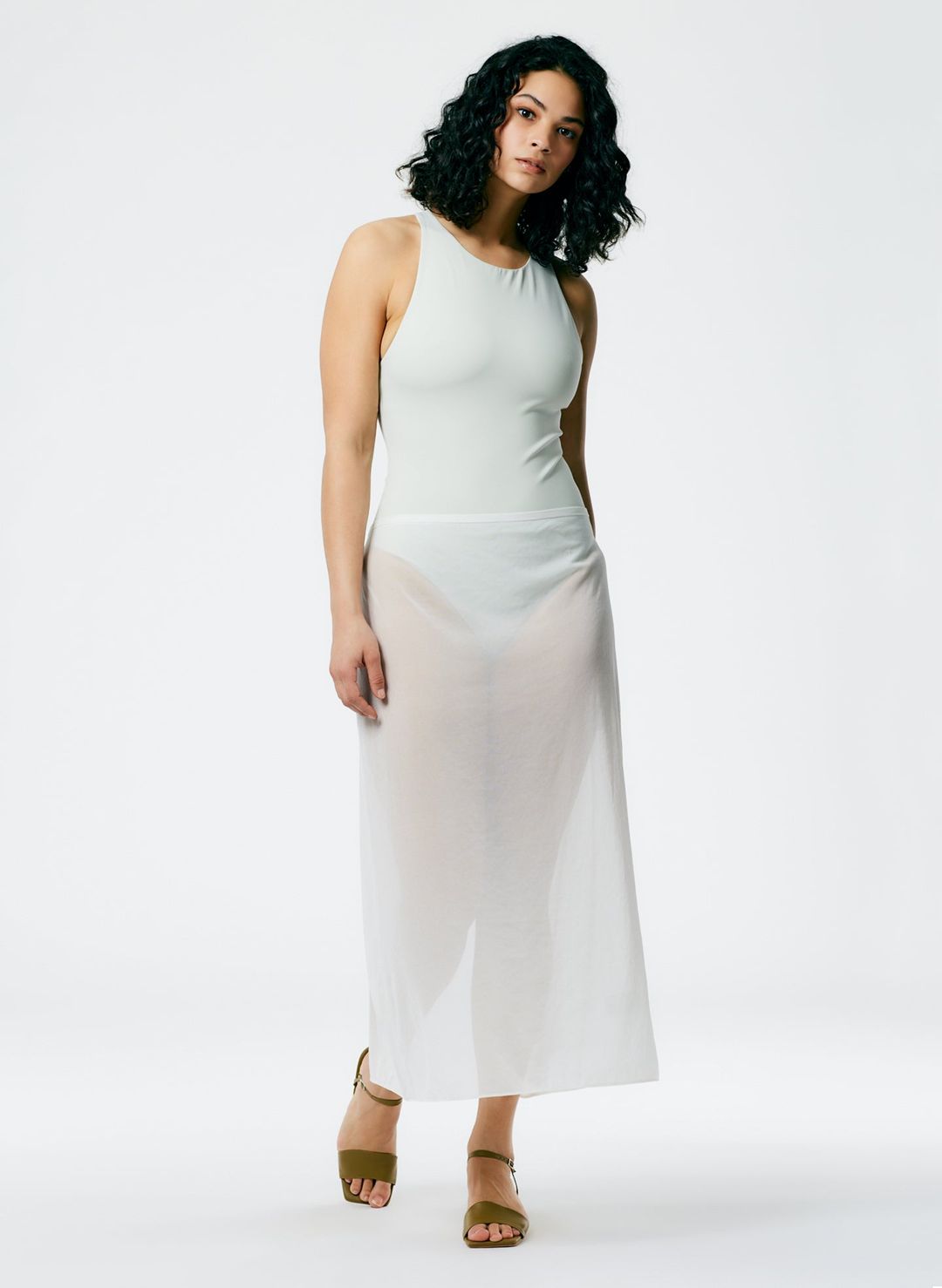 Sheer Gauze Maxi Pencil Skirt
