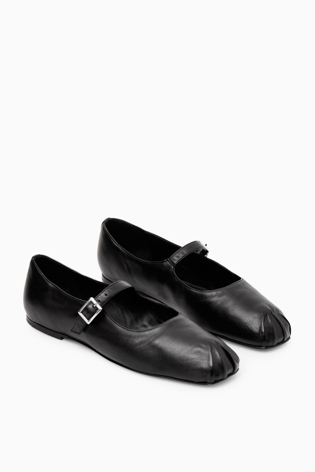 PLEATED LEATHER MARY-JANE BALLET FLATS #4
