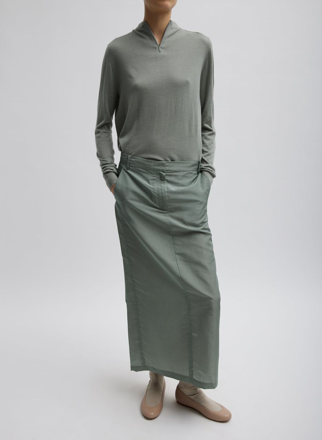 Cashmere Silk Blend Mock Neck Easy Sweater #4