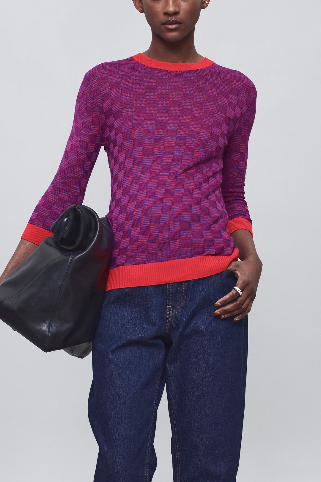 Lennon Crewneck Tee in Slinky Gingham