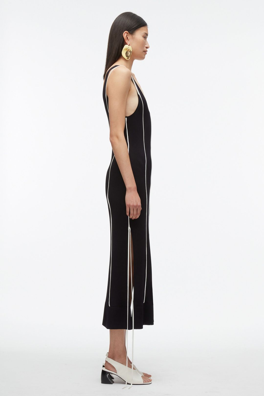V-Neck Tank Dress with Piping #4