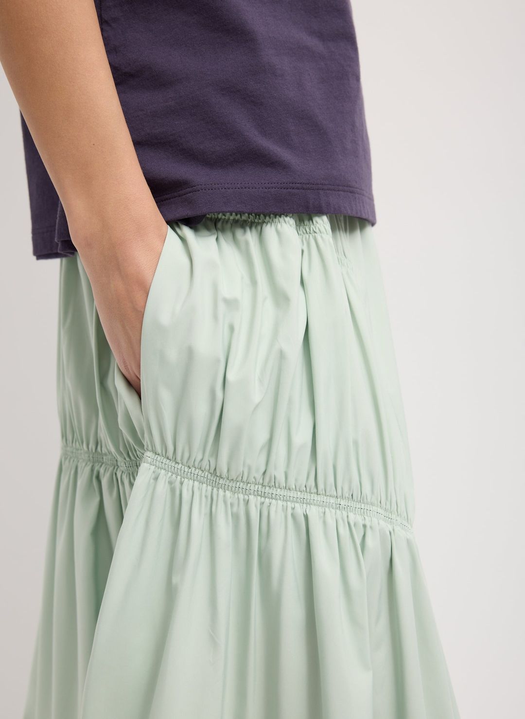 Shirred Nylon Paneled Skirt #3