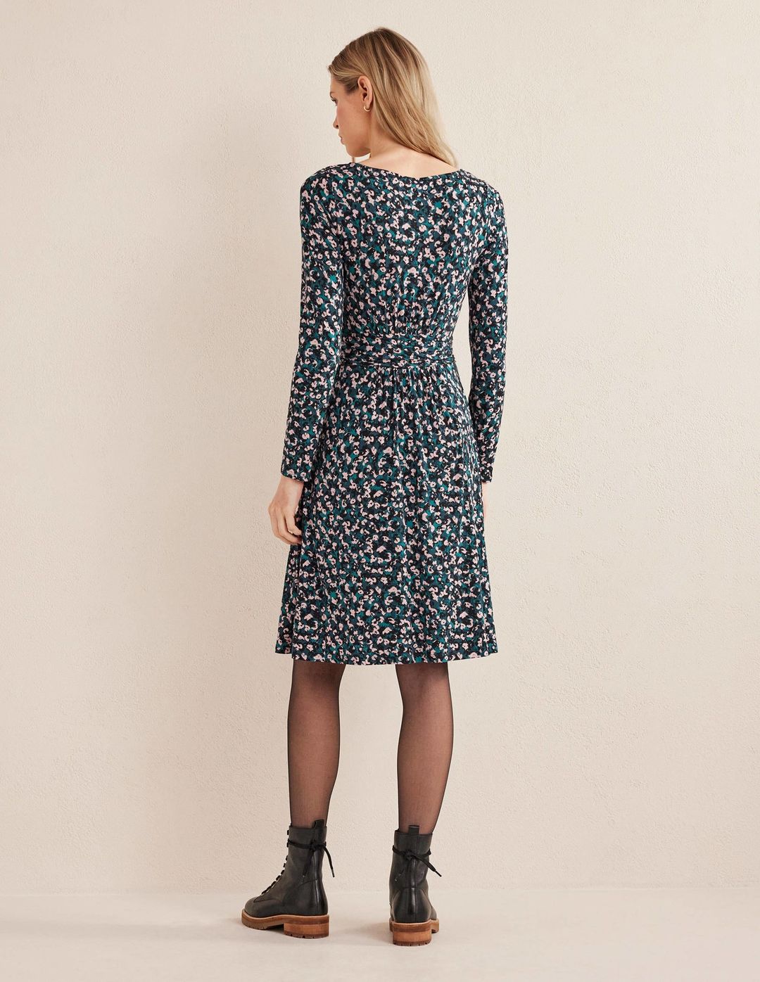 Abigail Jersey Dress-Seaweed, Painterly Stroke #3