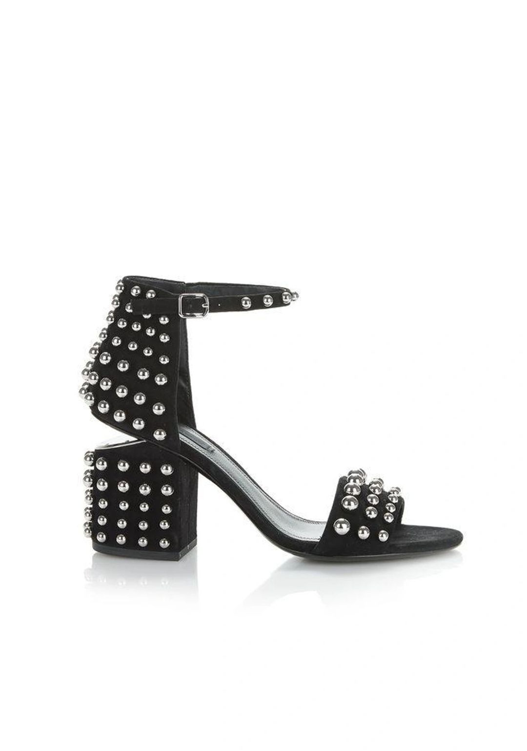 Abby Studded Tilt-heel City Sandal, Clay In Black