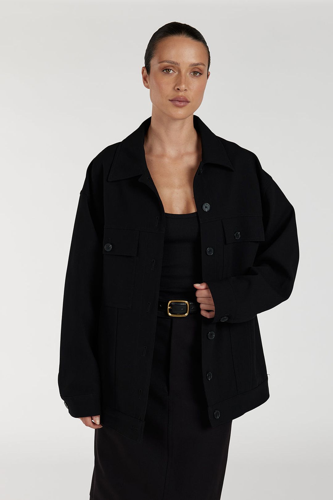 JIL BLACK TAILORED TRUCKER JACKET