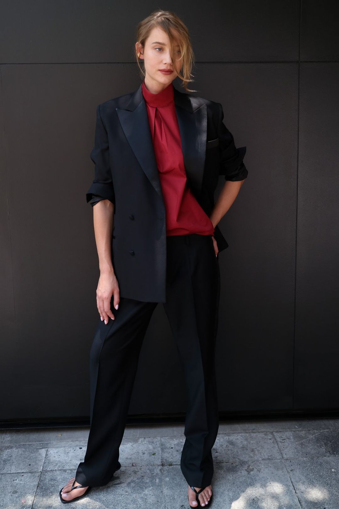 BACKLESS TUNIC IN RED POPLIN #5