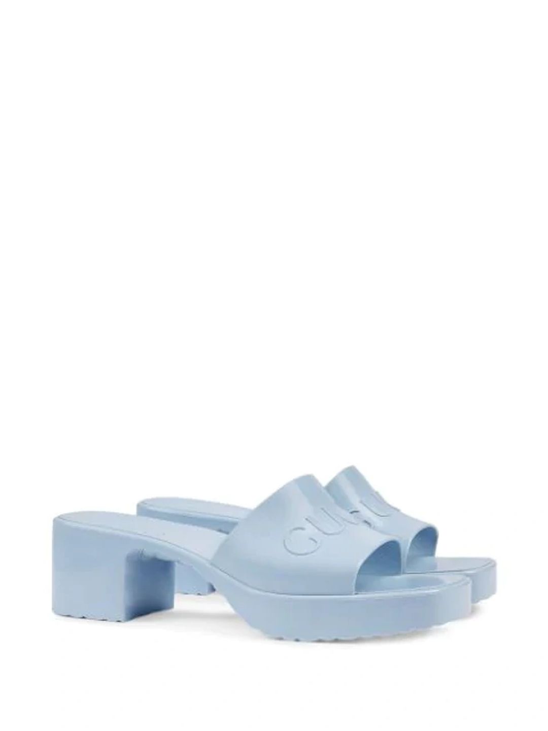 Rubber Logo Platform Slide Sandal In Light Blue #8