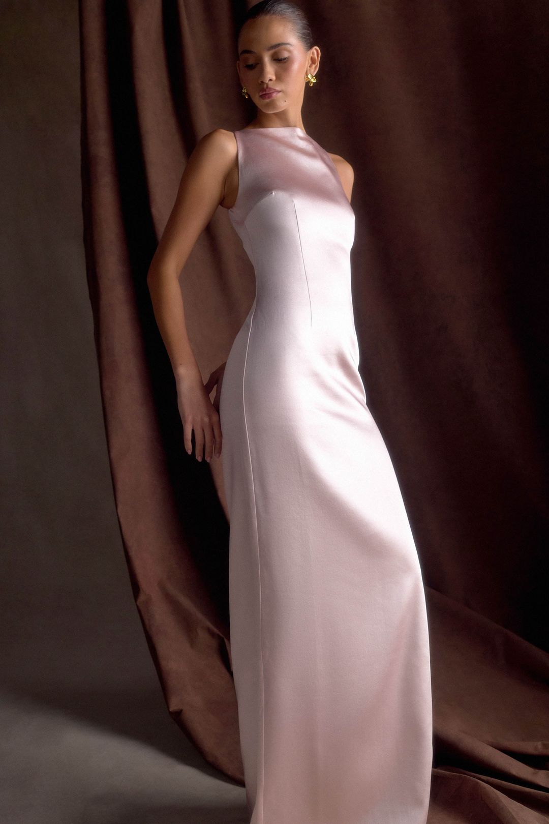 Violet Sleeveless Satin Maxi Dress - Soft Pink #8