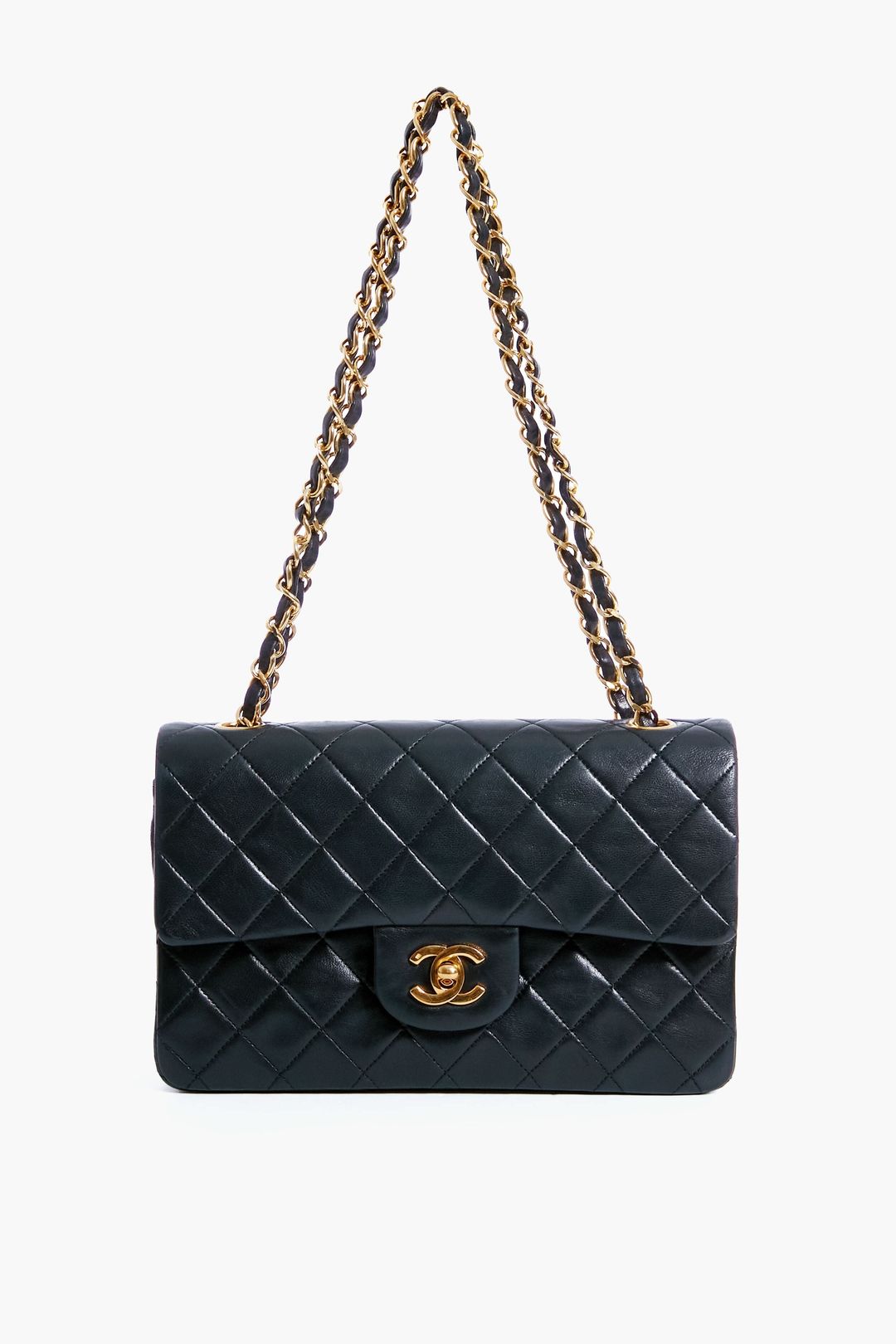 CHANEL Black Lambskin Flap Shoulder Bag #7