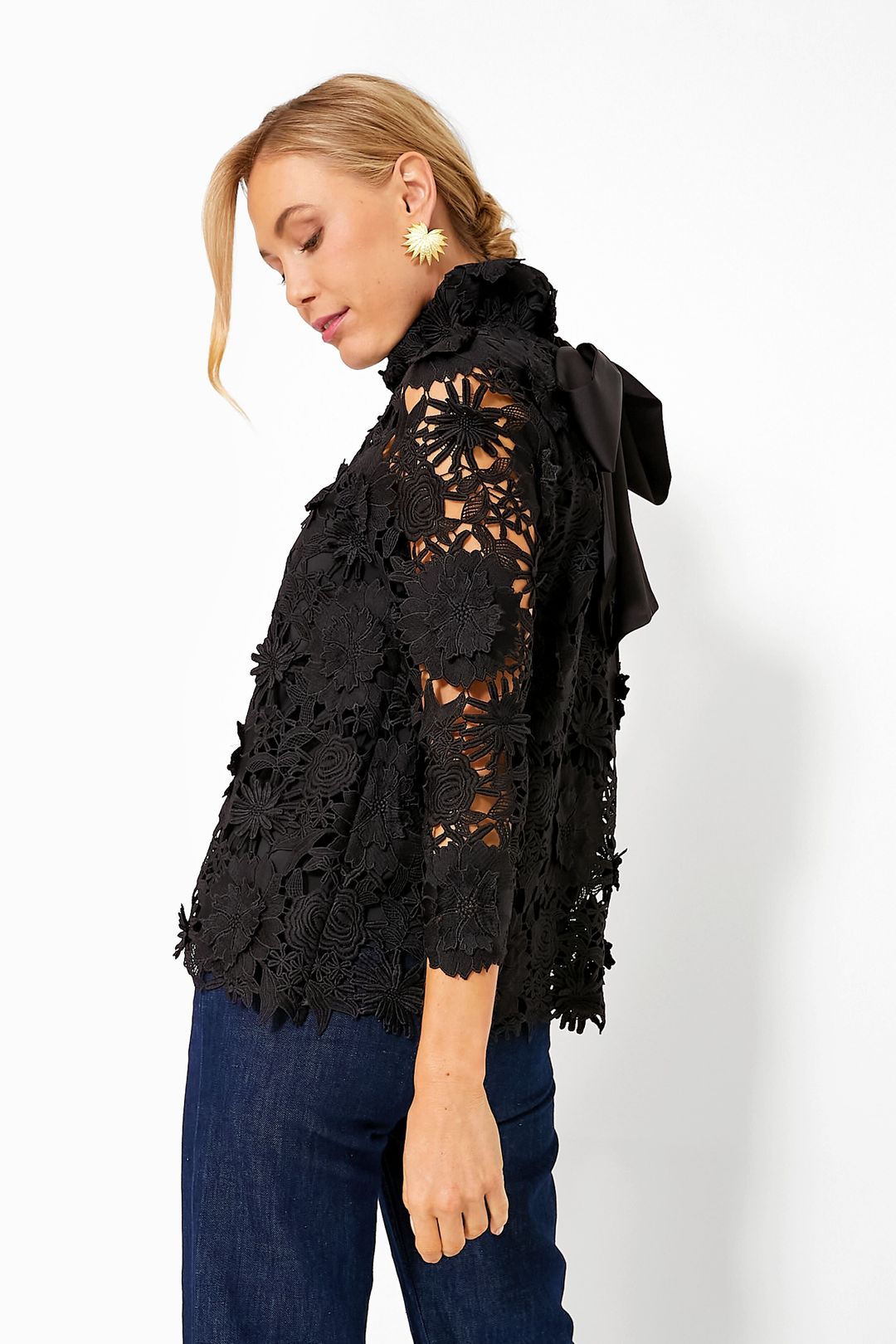 Black Guipure Lace Faye Blouse #4