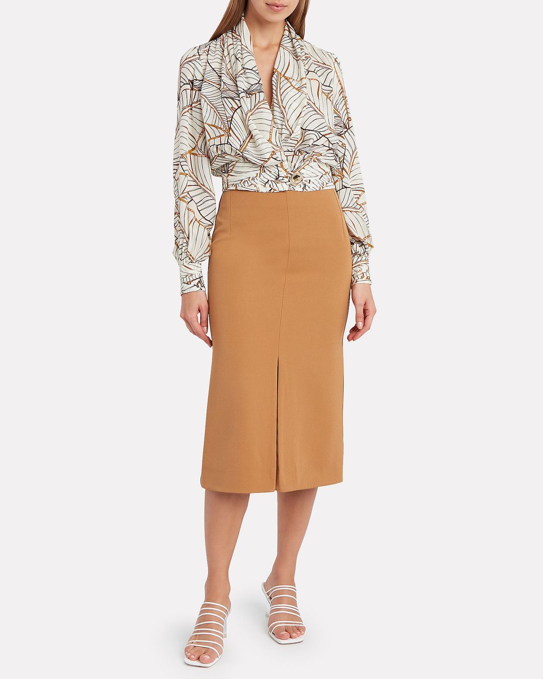 Shaila Palm Print Silk Blouse #3