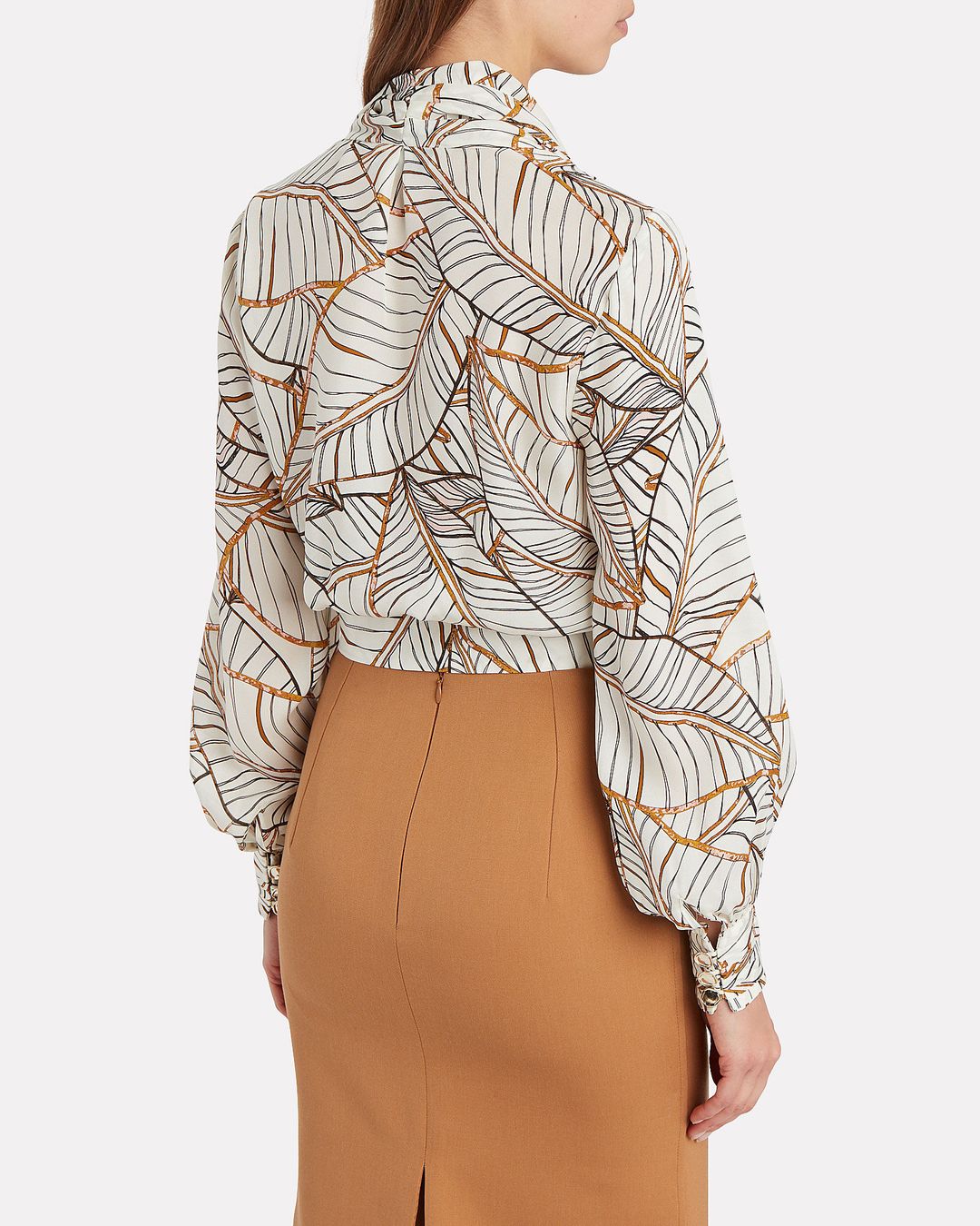 Shaila Palm Print Silk Blouse #2