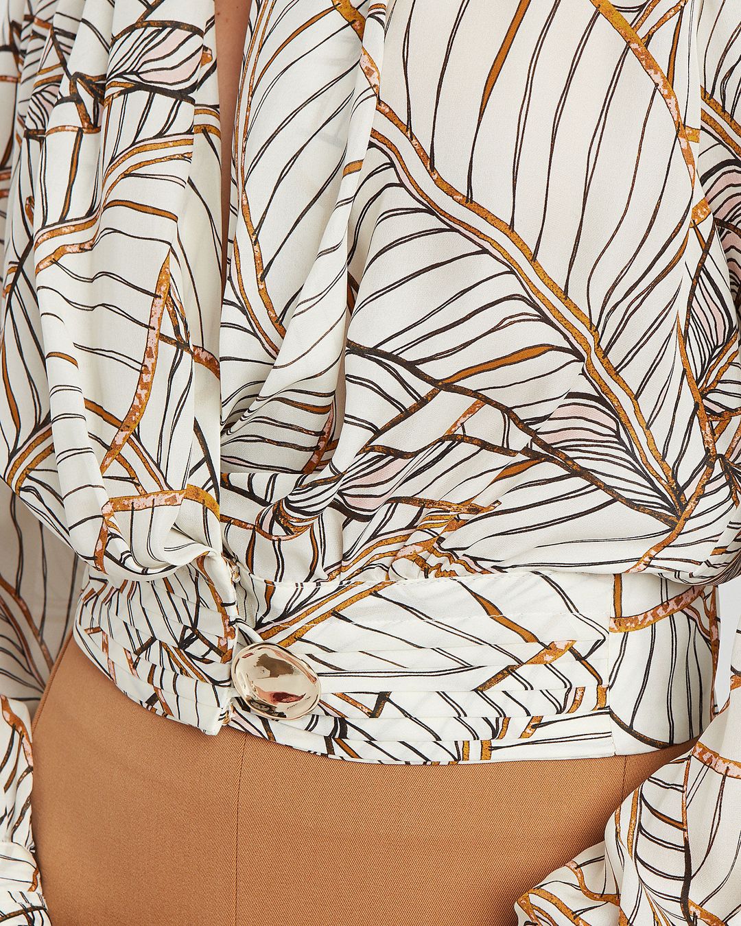 Shaila Palm Print Silk Blouse #4