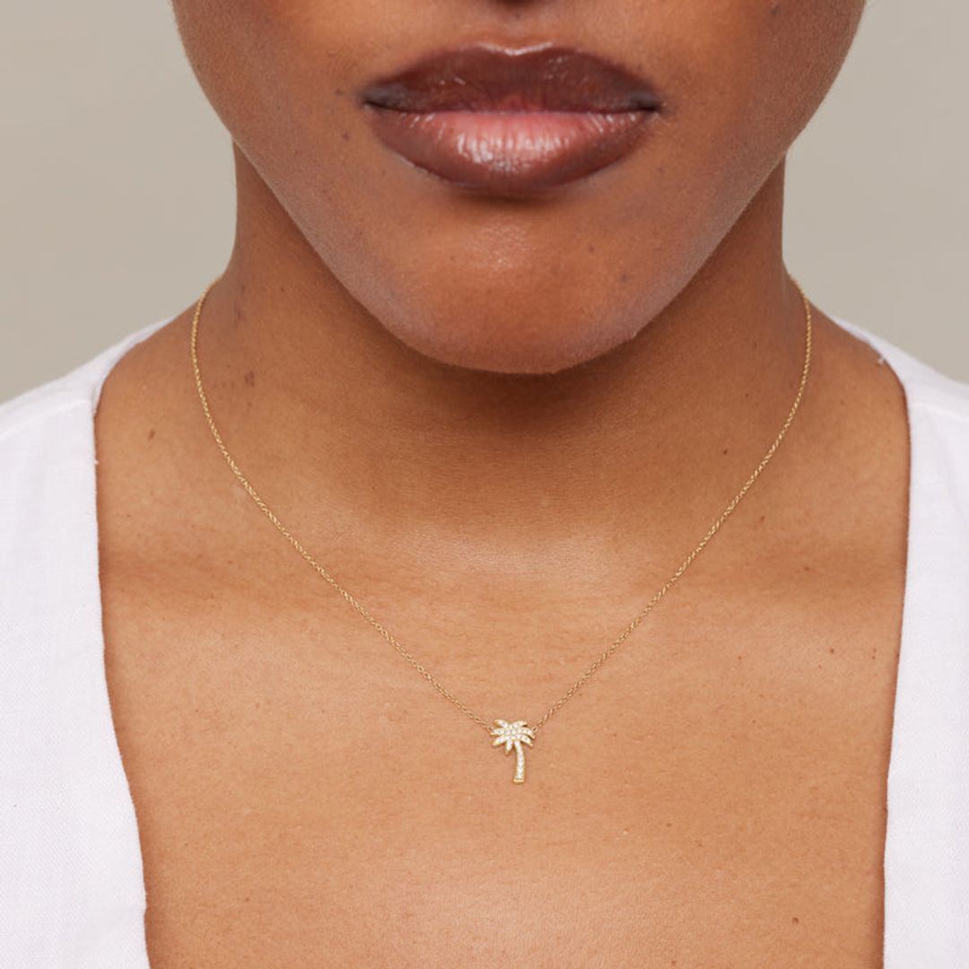 Mini Diamond Palm Tree Necklace #4