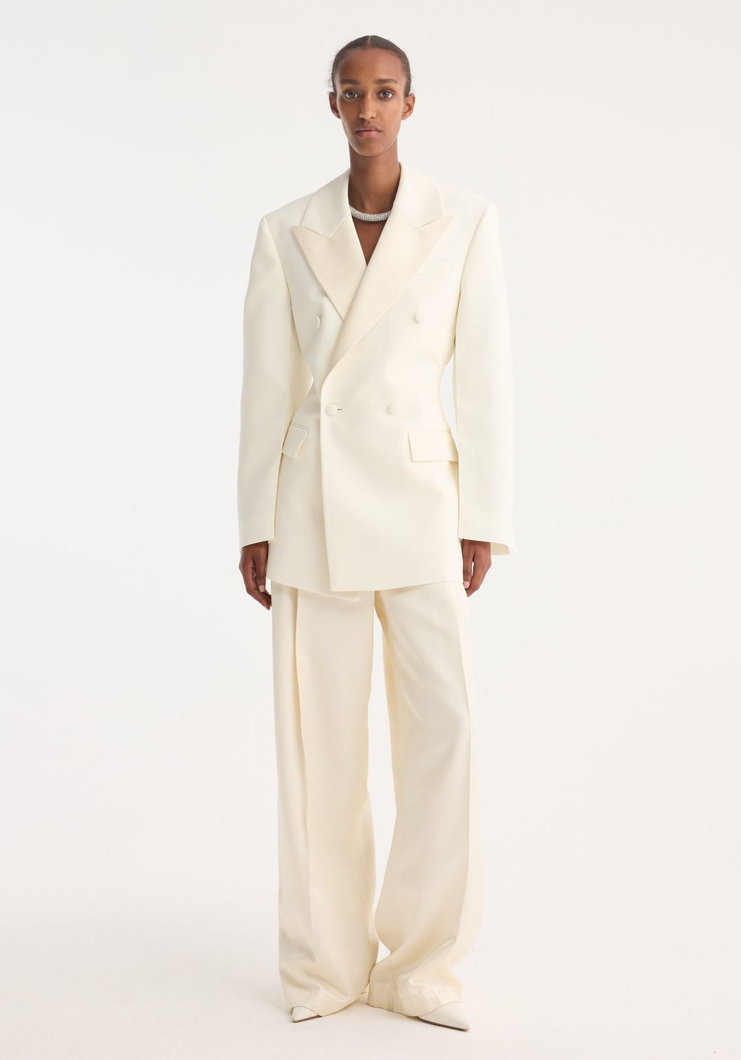 Hourglass tuxedo blazer | off white