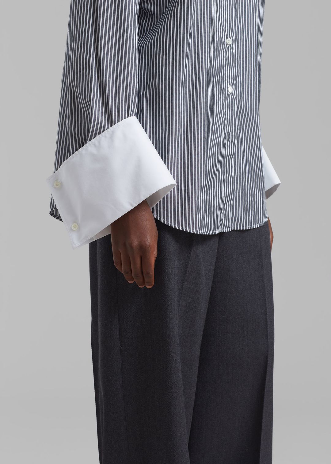 JW Anderson Oversized Cuff Shirt - Charcoal/White #6