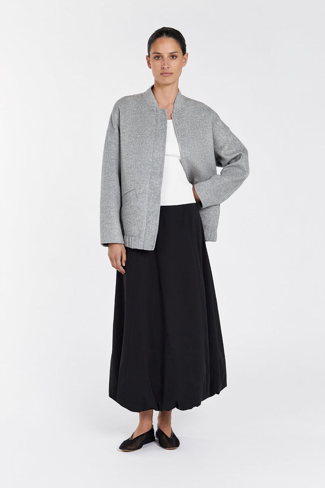 JERI SILVER WOOL BOMBER JACKET #4