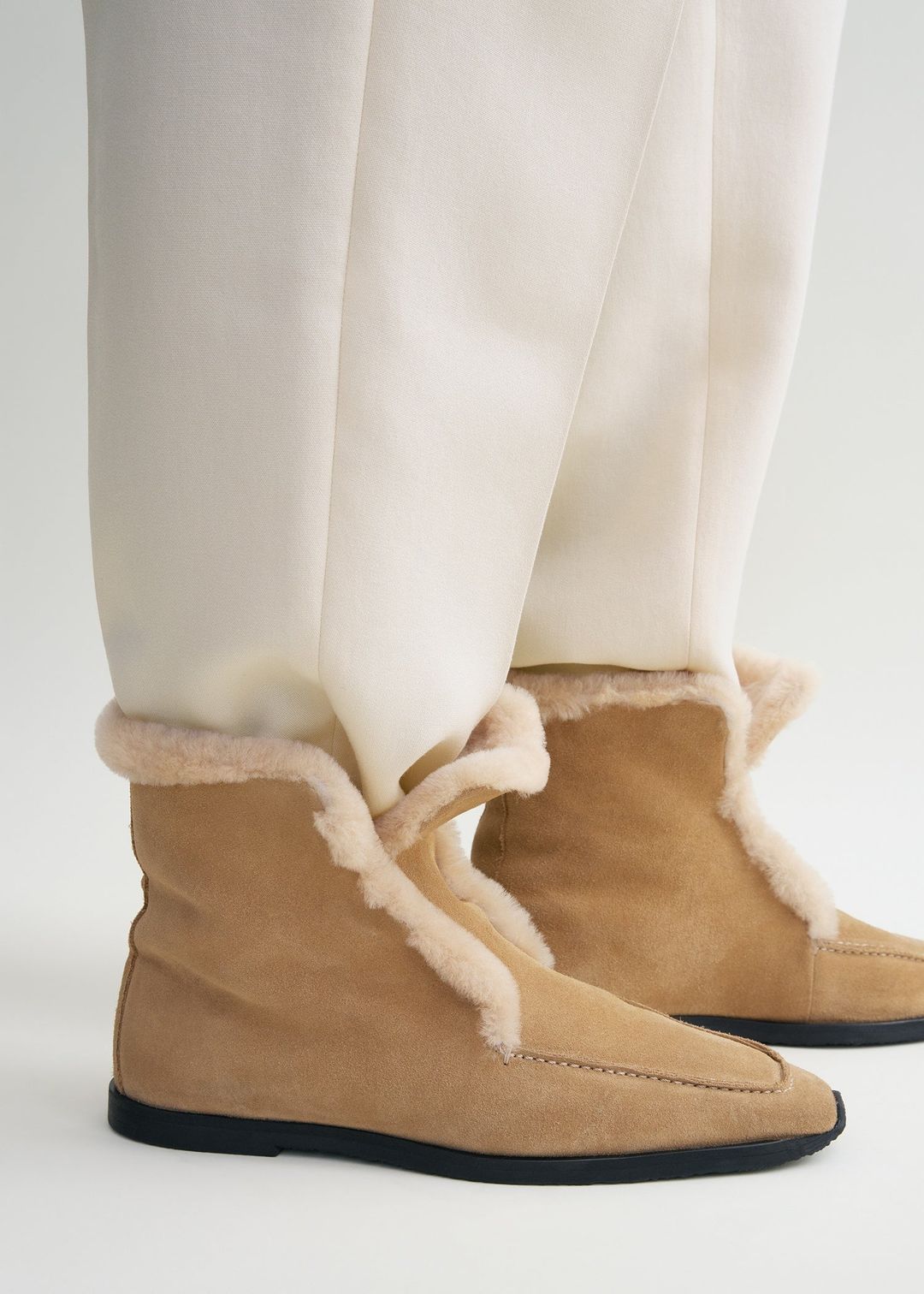 Shearling-edge winter boots caramel/ecru #3