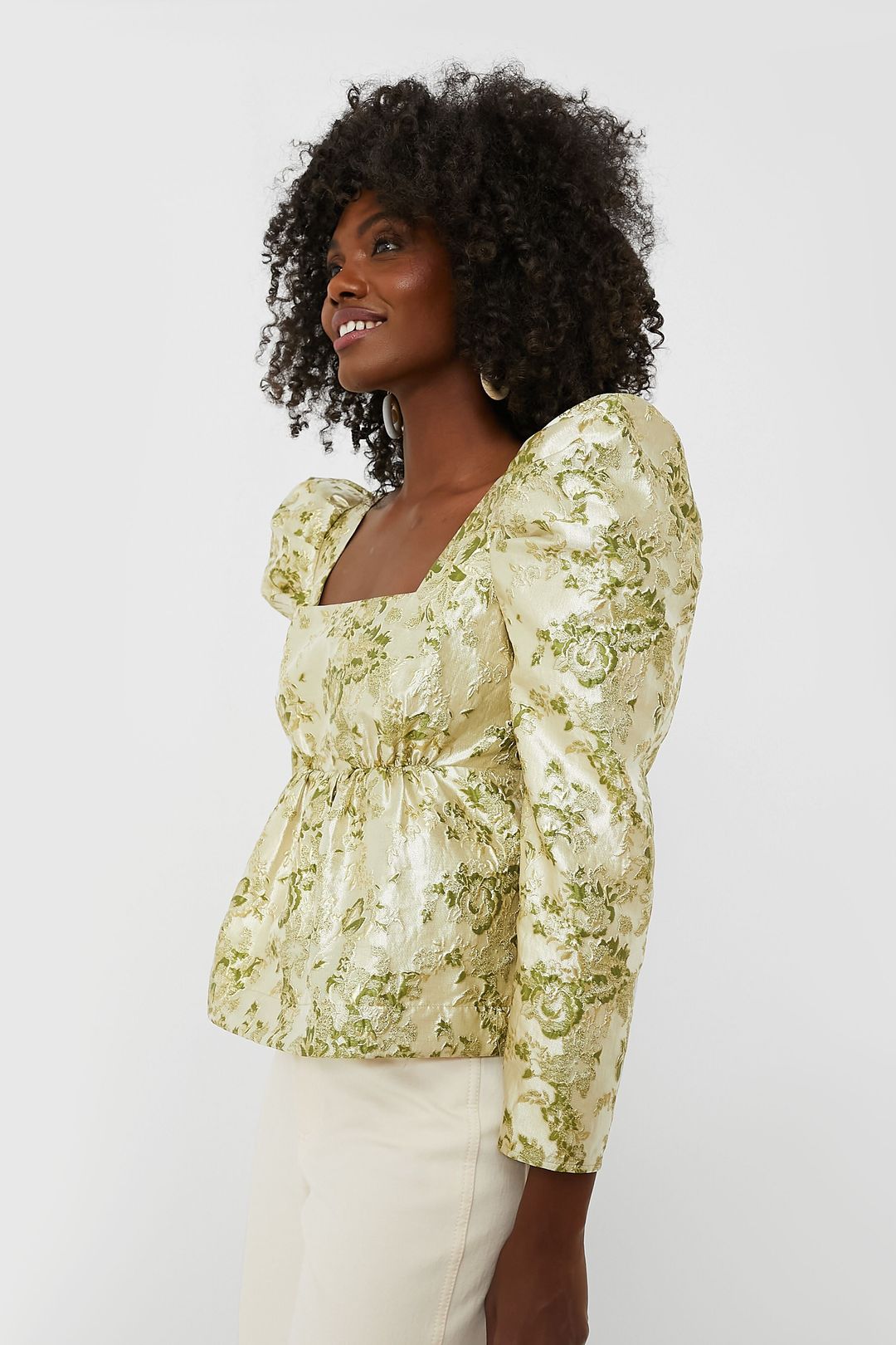 Green Jacquard Bridgerton Blouse #3