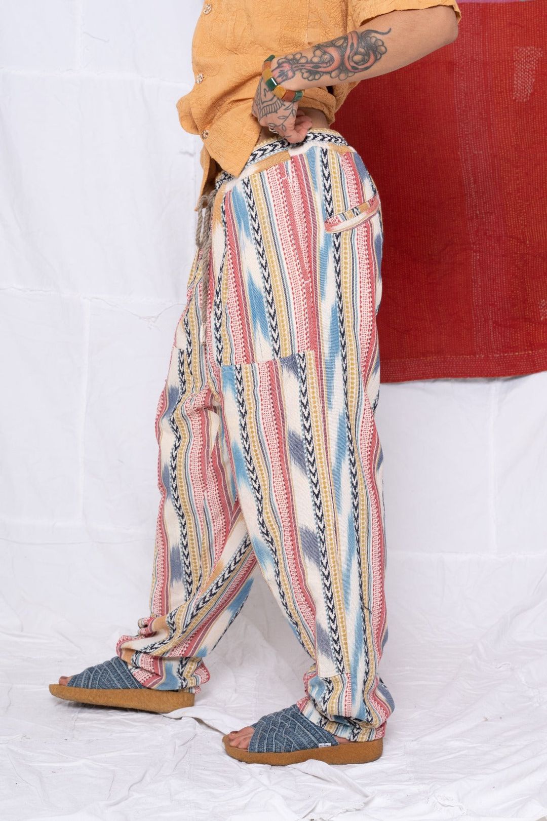 P70 Pleated Easy Pant Cotton St. Tropez Ikat Fabric Rinse