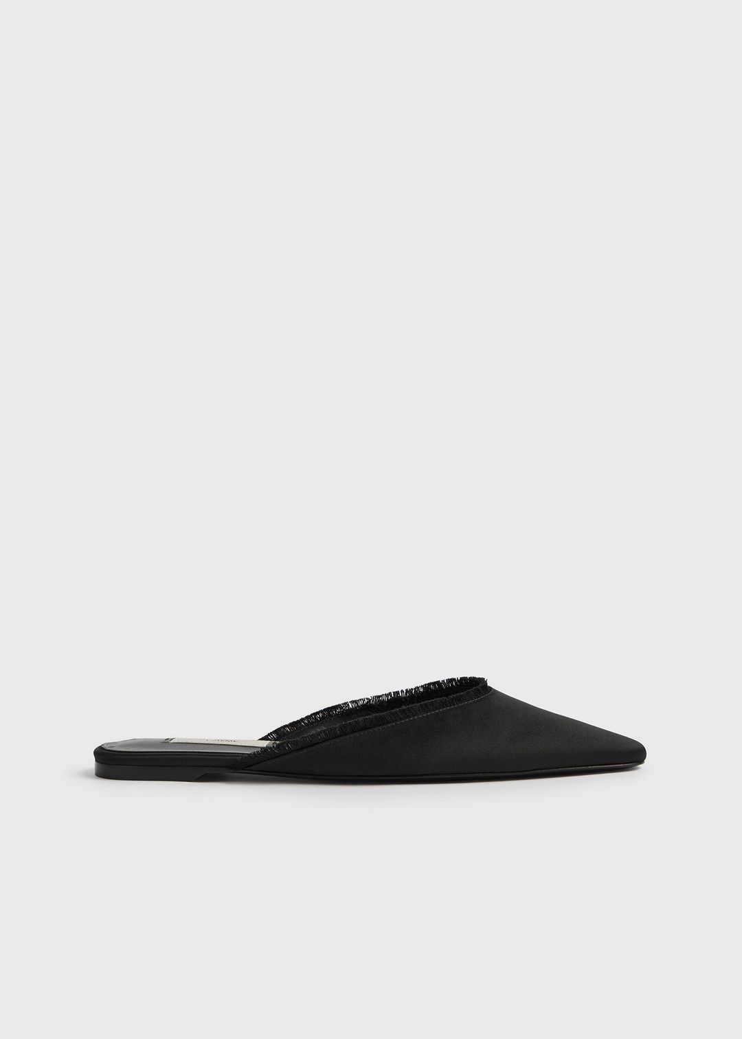 Frayed satin lounge slippers black #8