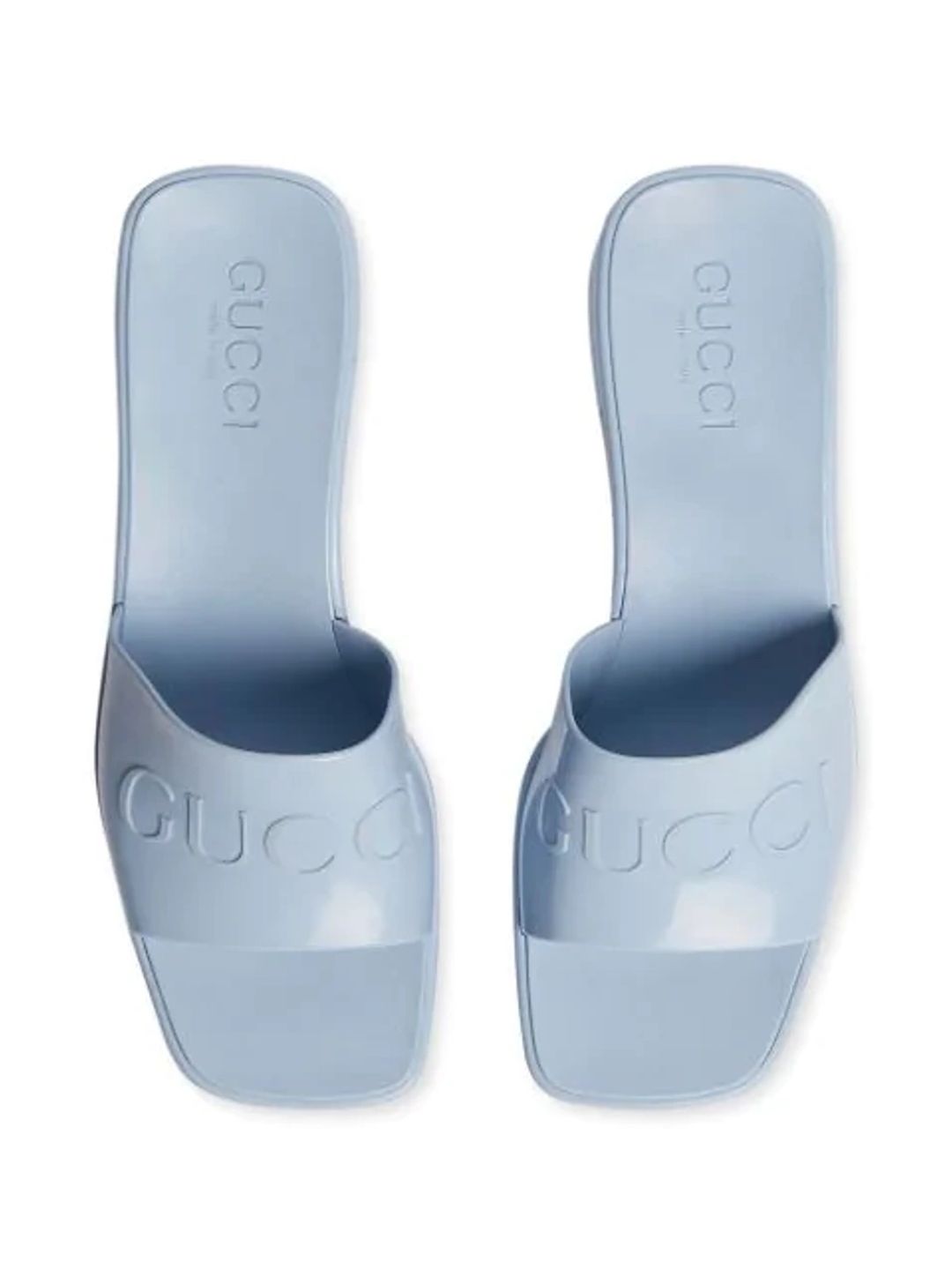 Rubber Logo Platform Slide Sandal In Light Blue #10