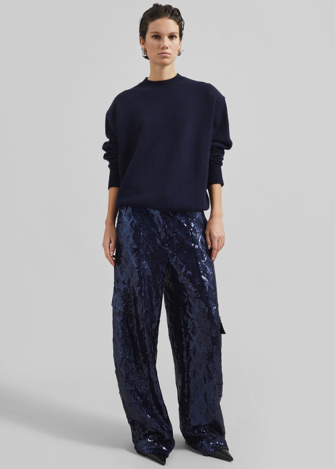 Rafaela Padded Knit Sweater - Navy #9