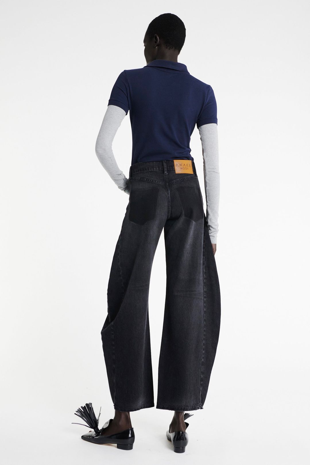 Denim Jeans With Inserts Washed Black #2