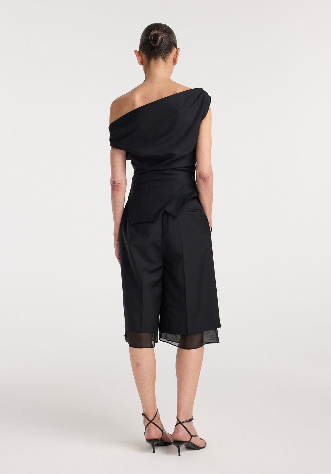 Off shoulder lapel top | black #3