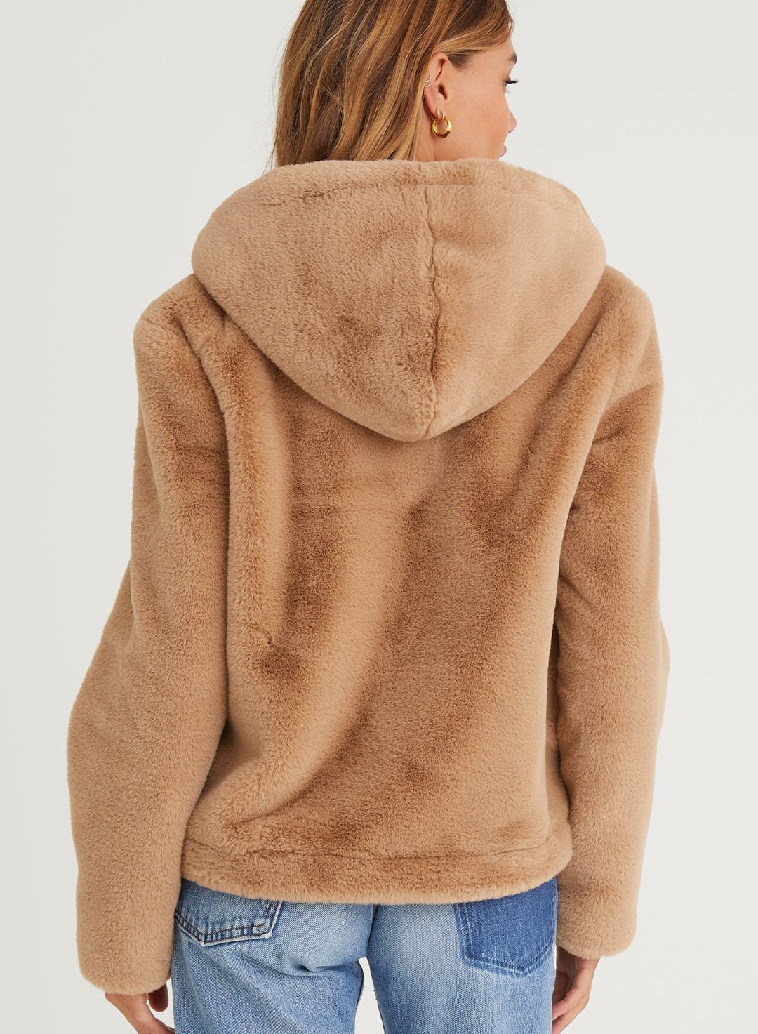 Hooded Jacket - Honey Faux Fur