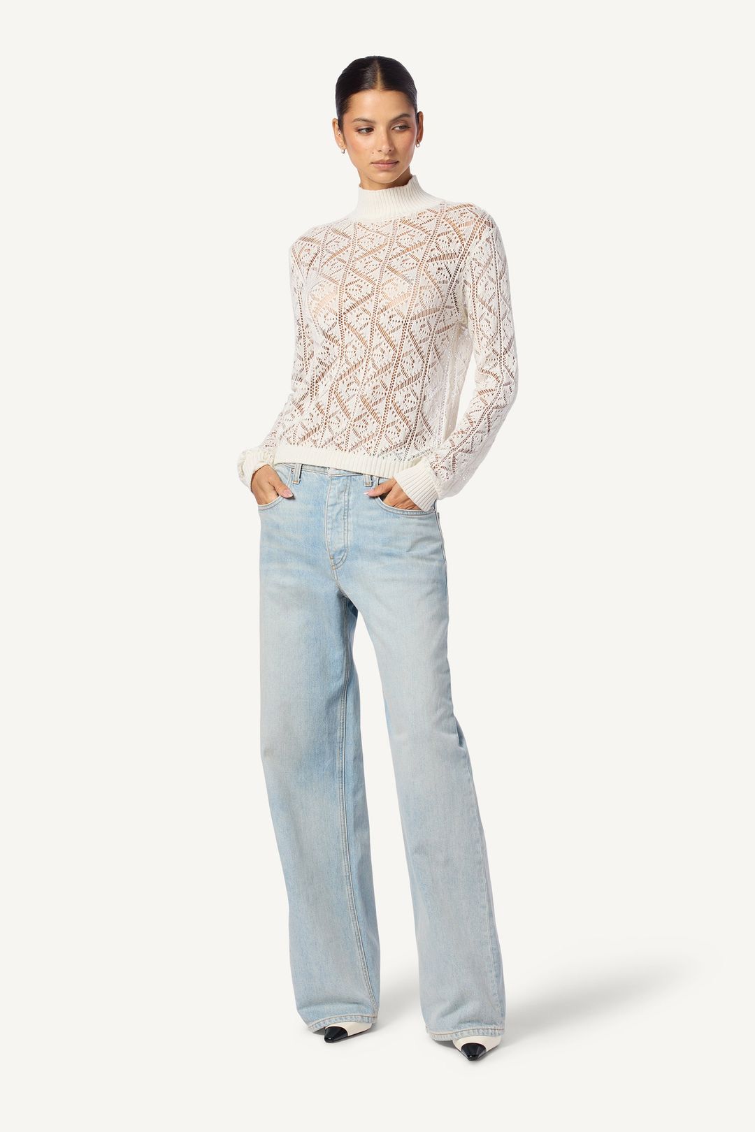BRIT MOCK NECK LONG SLEEVE TOP | GARDENIA