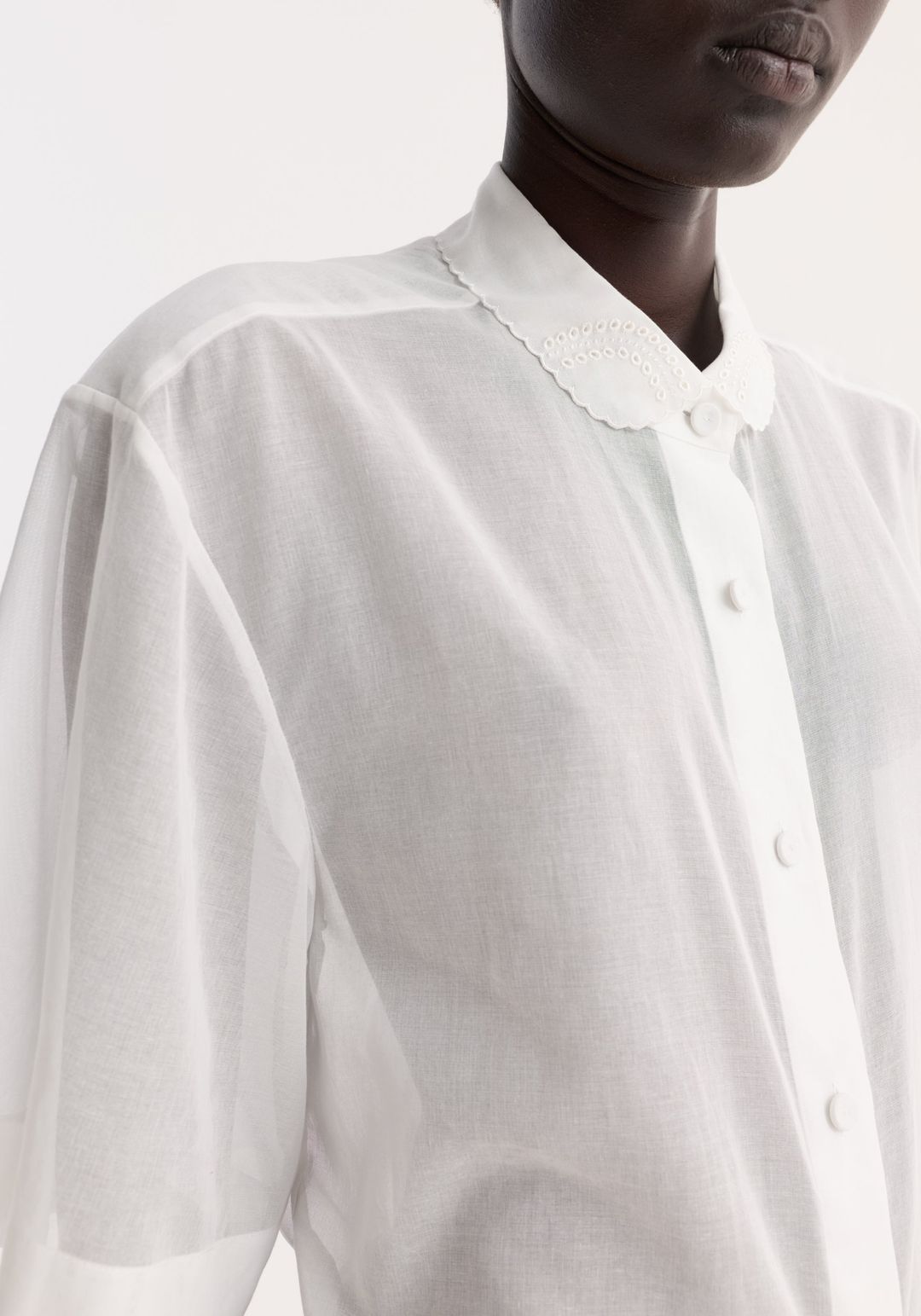 Embroidered muslin shirt | optic white #3