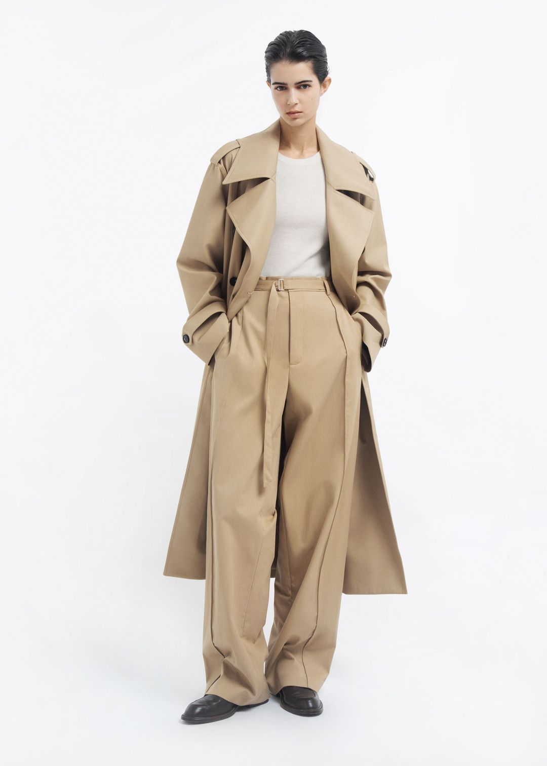 Oversized Trench in Cotton Twill - Camel