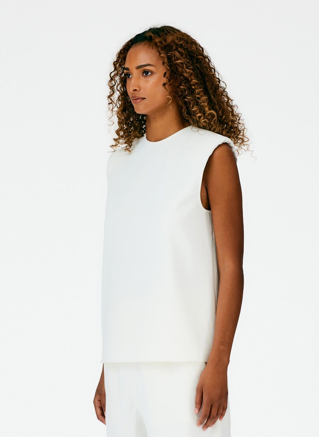 Chalky Drape Padded Shoulder Sleeveless Top #2