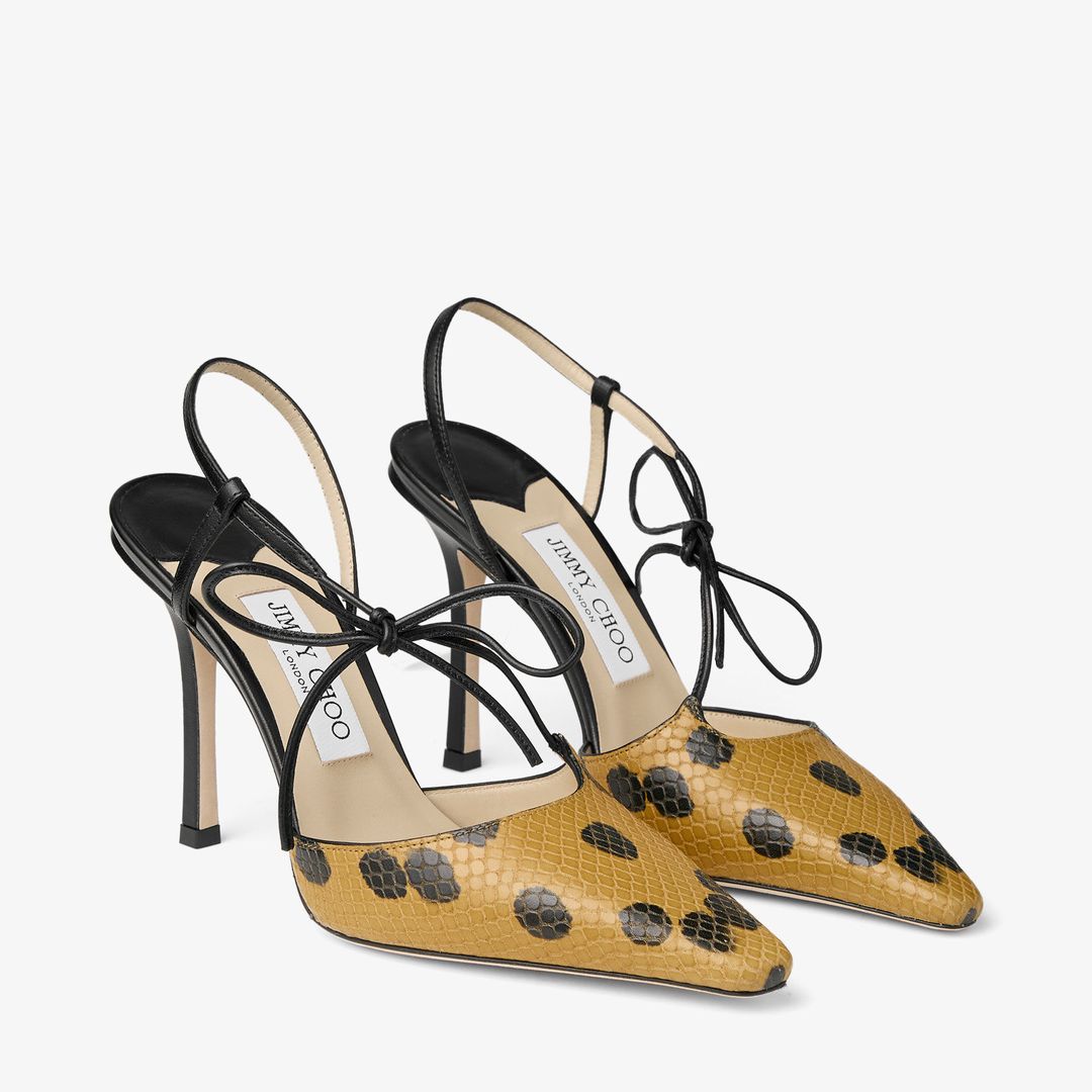 Spotted Elaphe-Printed Leather Sandal with Knot Detail #3