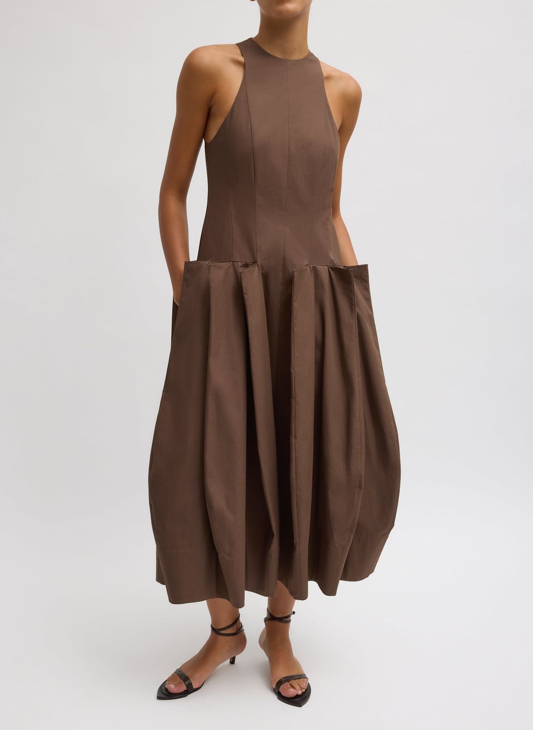 Compact Eco Poplin Pinched Pleat Dress