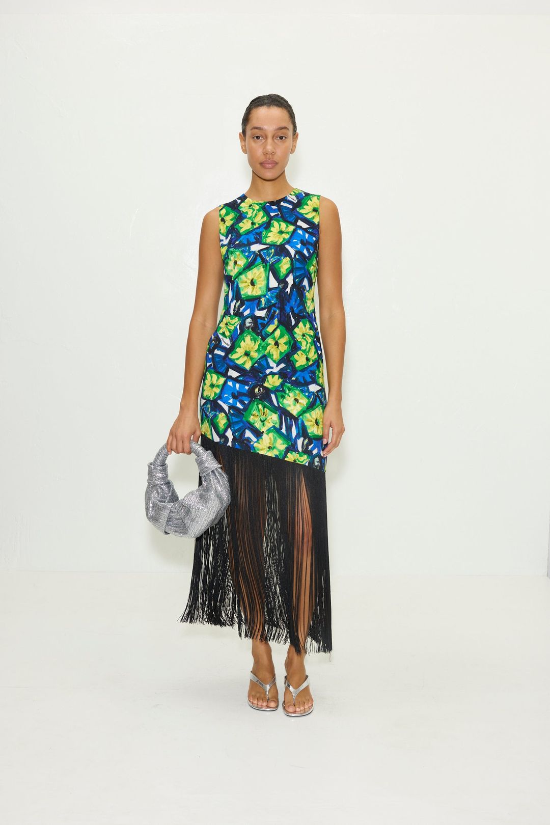Casablanca Fringe Dress in Small Abstract Floral #5