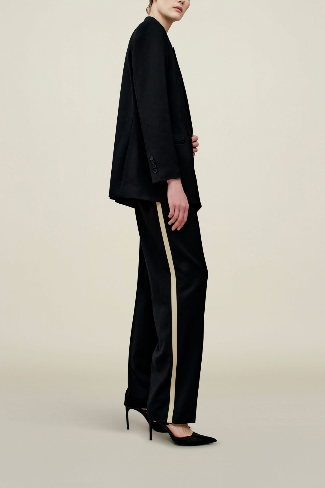 Phoebe Tuxedo Trouser in Wool Combo #3