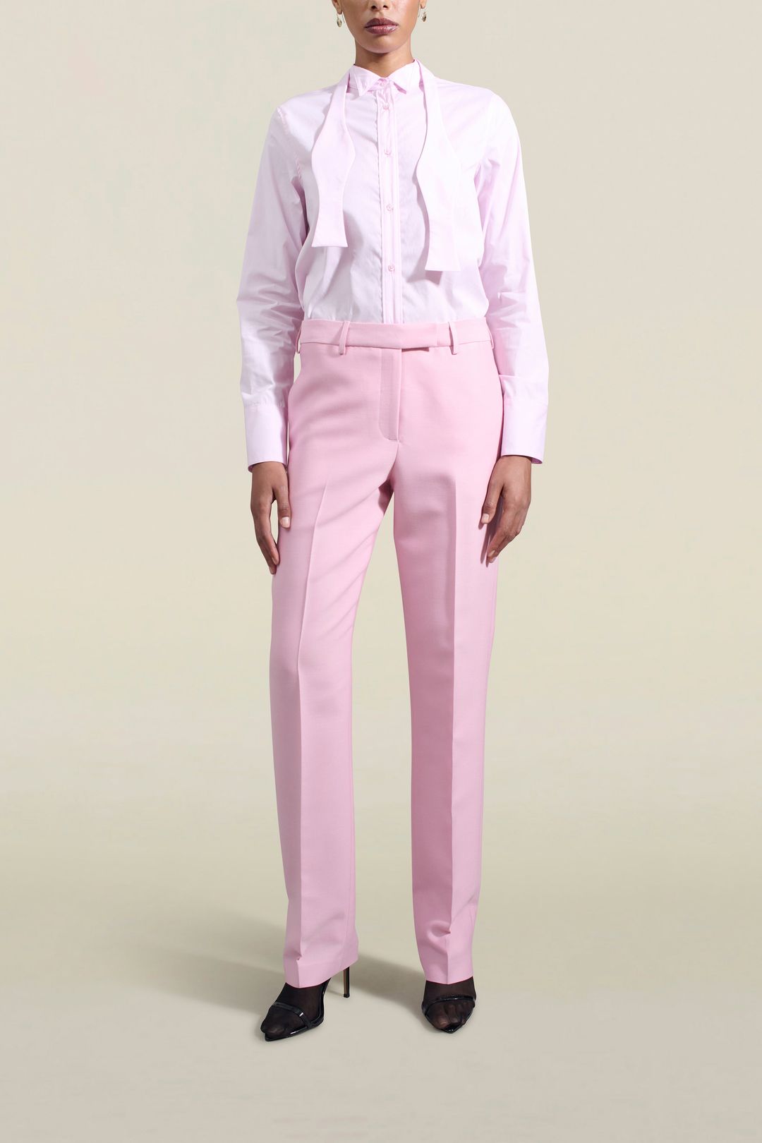 Esme Tuxedo Shirt in Pink Stretch Poplin #4