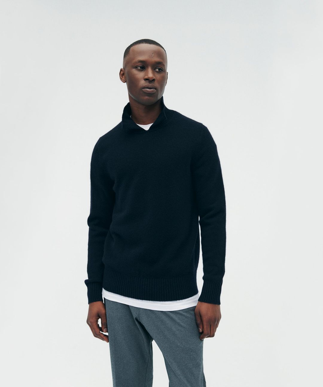 Luxe Cashmere Collared Crewneck Sweater #7