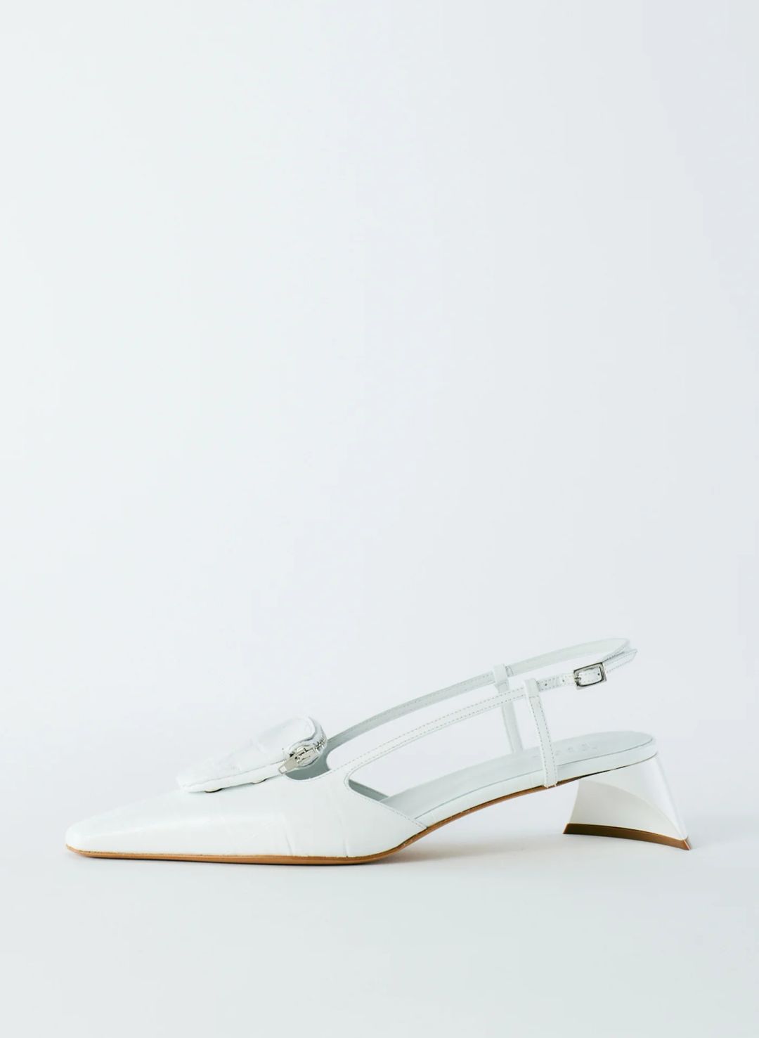 Croc Print Victor Slingback in White