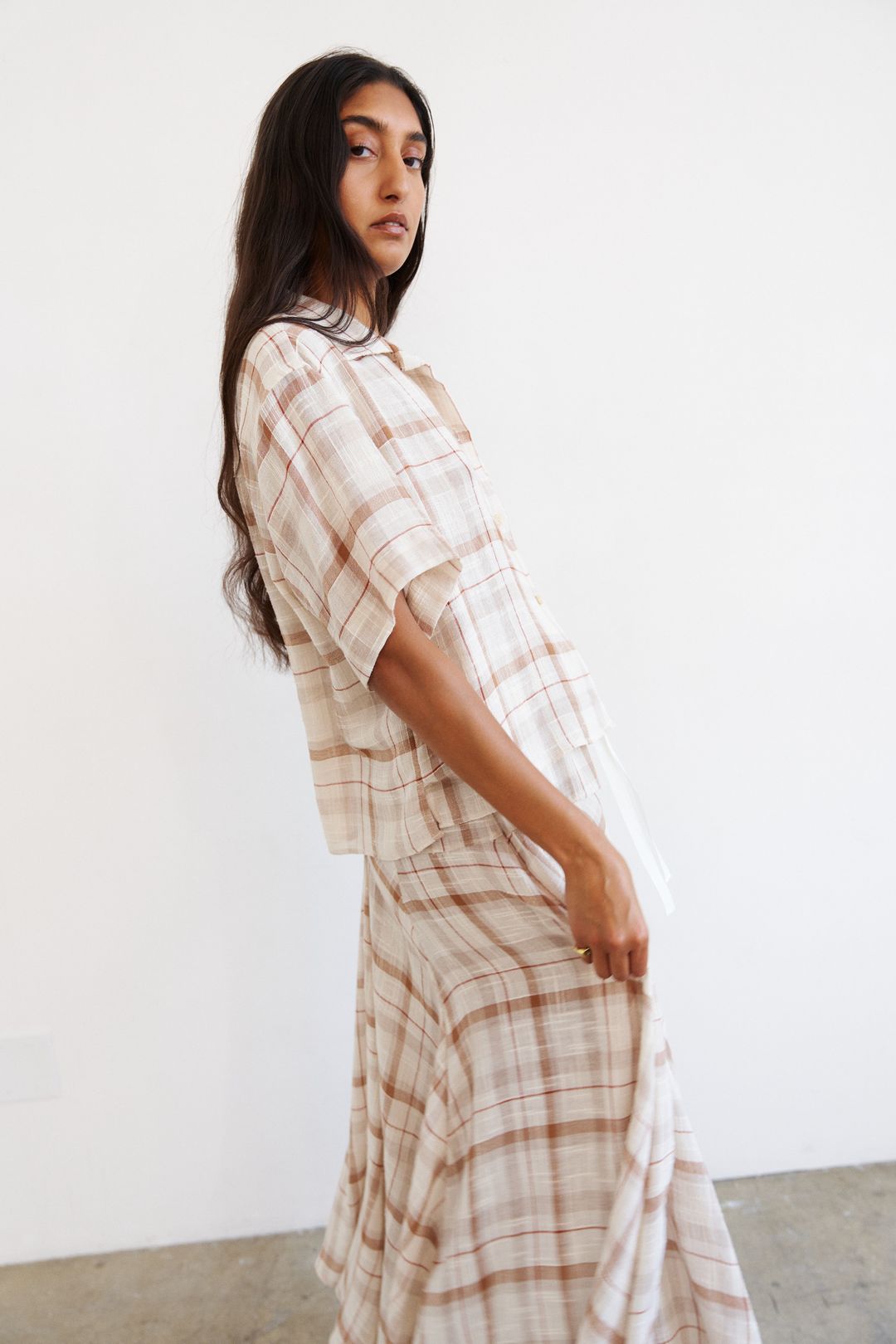 The Italian Summer Skirt in Natural Plaid #4