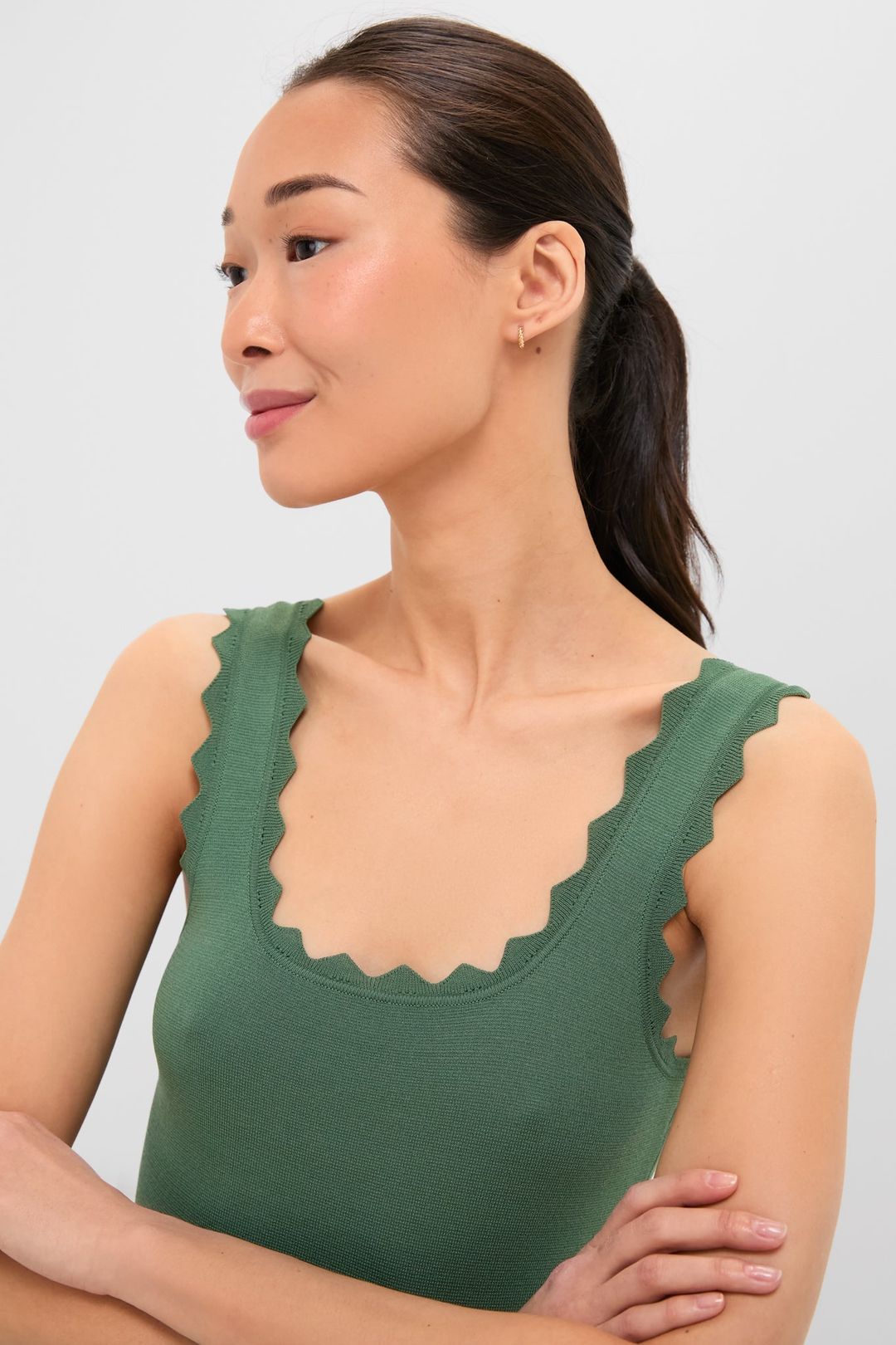 Olive Ric Rac Compression Tank #6