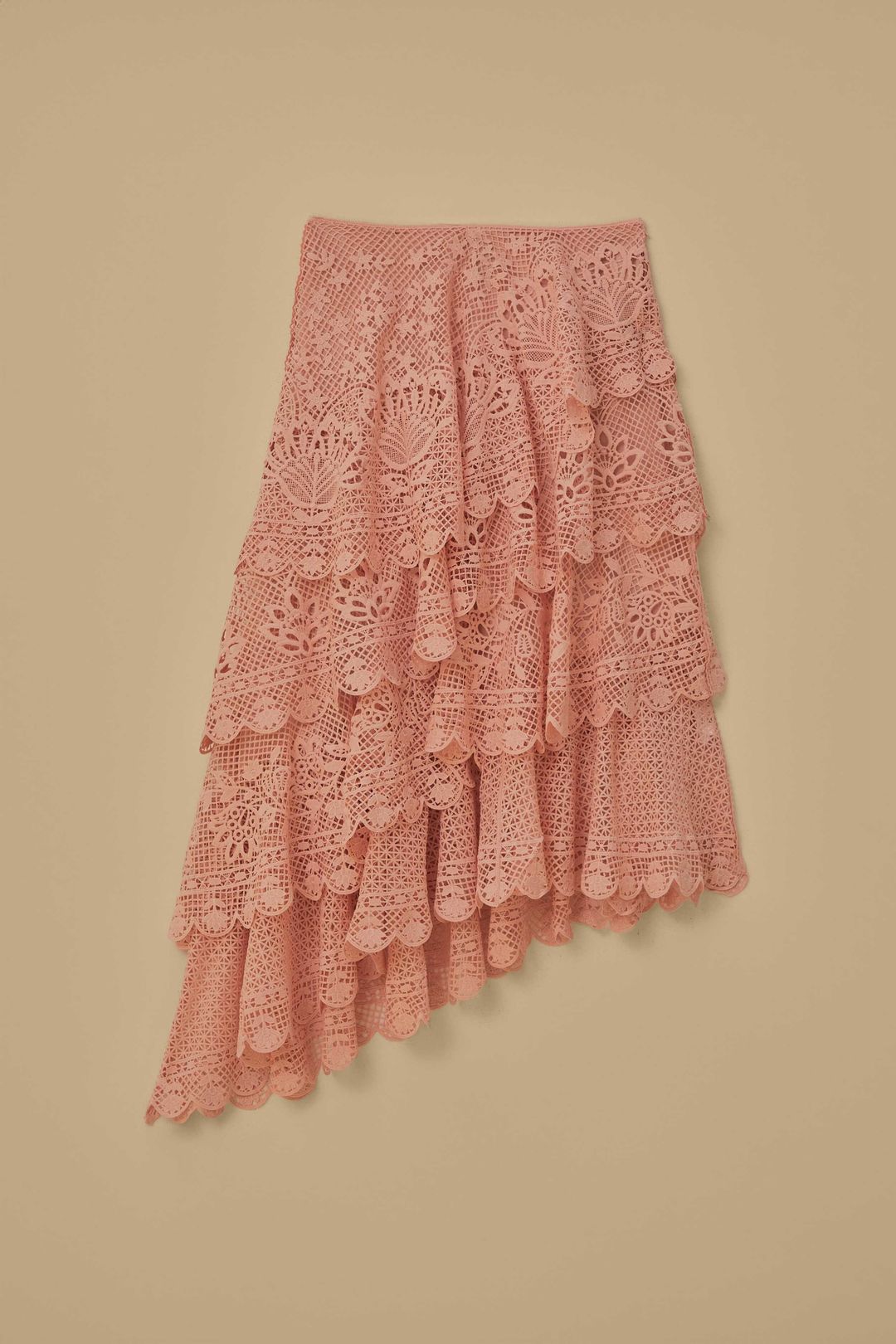 Light Pink Guipure Layered Maxi Skirt #6