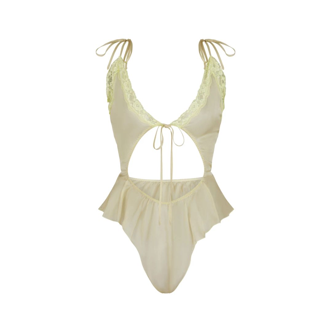 SKIMS ROMANCE LACE TIE FRONT TEDDY