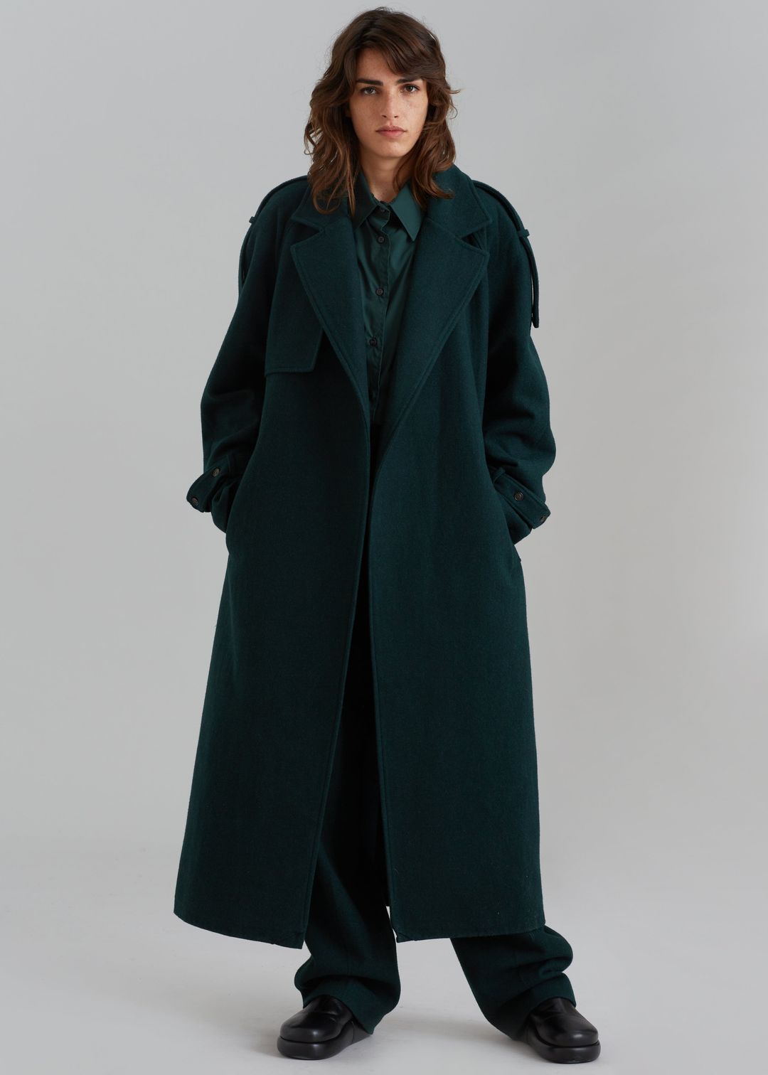 Suzanne Wool Trench Coat - Bottle Green #10