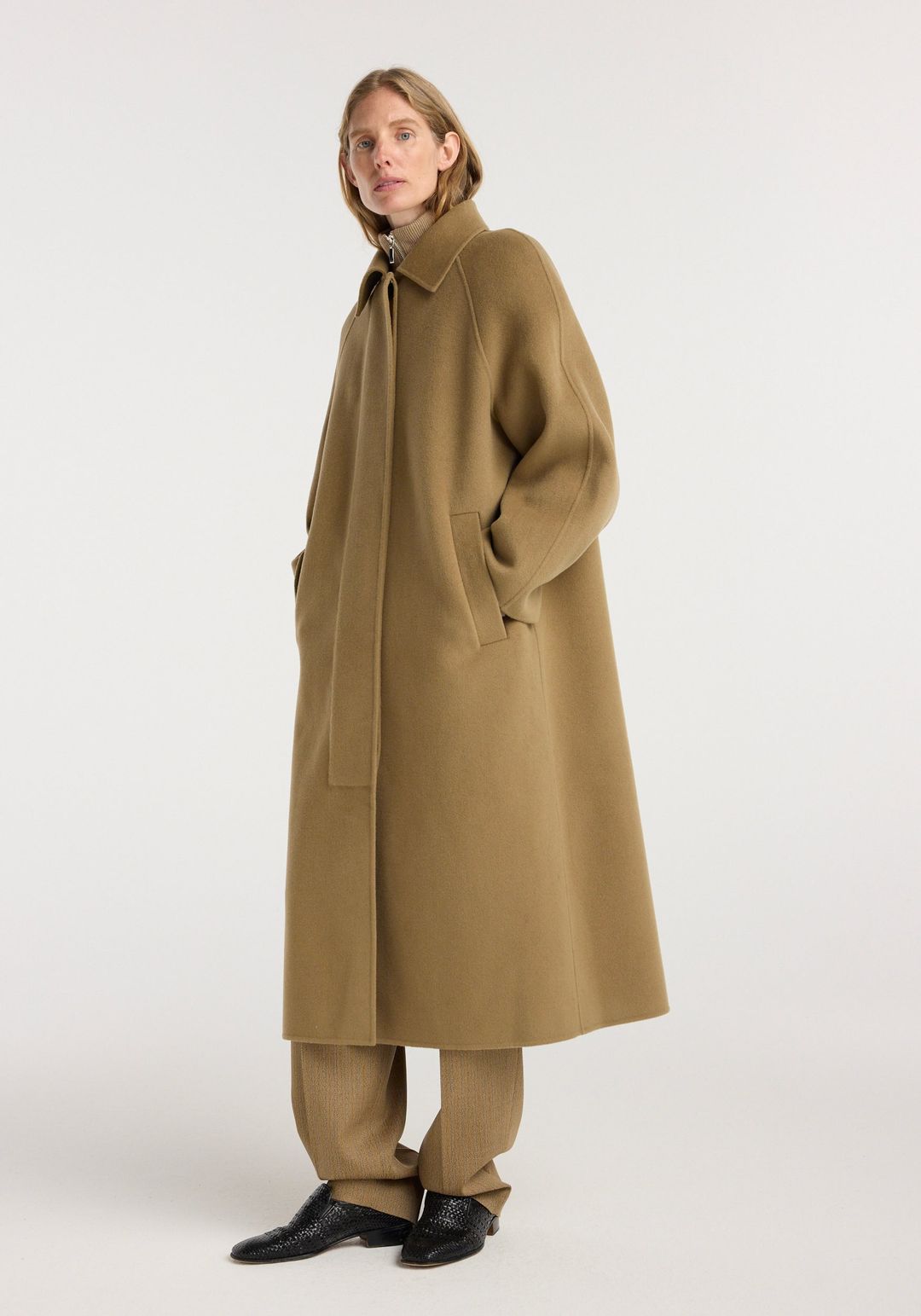 Double-faced wool padded coat | camel #3