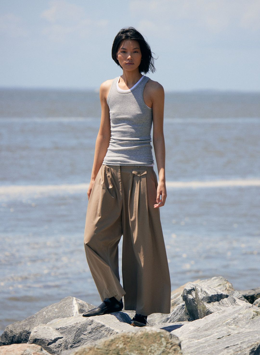 Circular Fine Rib T-Shirt Tank